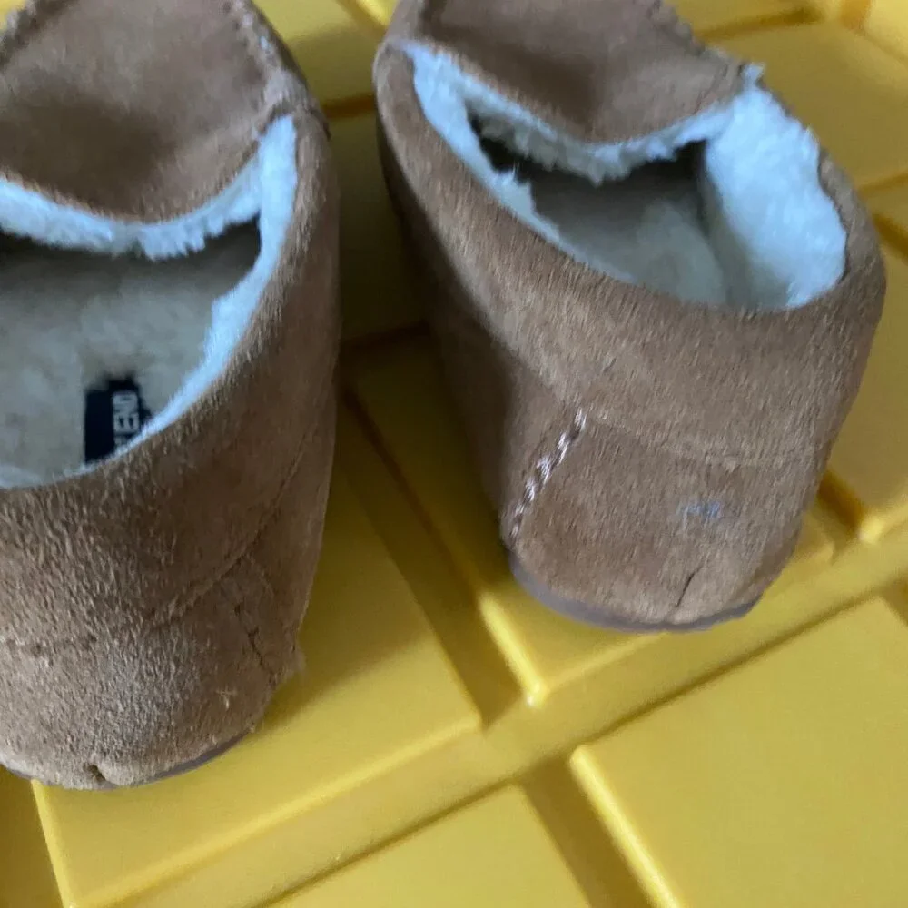 Girls Lands'End Brown Suede Leathers Slippers Moccasins Loafers Slip On …
